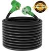 imageRVMATE 30 Amp 30 Feet RV Power Extension Cord with Easy Plugin Handle TT30P to TT30R LED Indicator 10 AWG ETL Listed100FT