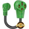 imageRVMATE 30 Amp to 110 Volt RV Adapter Cord 12 Inch 30 Amp to 15 Amp RV Electrical Adapter with LED Indicator 180 Degree Bend Power Adapter ETL Listed15M50F