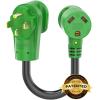 imageRVMATE 30 Amp to 110 Volt RV Adapter Cord 12 Inch 30 Amp to 15 Amp RV Electrical Adapter with LED Indicator 180 Degree Bend Power Adapter ETL Listed50M30F