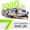 imageRVMATE Electric AFrame Trailer Jack up to 50005500lbs Heavy Duty RV Electric Power Tongue Jack with Accessories Manual Crank Handle 18quot Lift 12V DC and Bright LED Light Black5000LB