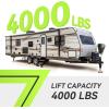 imageRVMATE Electric AFrame Trailer Jack up to 50005500lbs Heavy Duty RV Electric Power Tongue Jack with Accessories Manual Crank Handle 18quot Lift 12V DC and Bright LED Light Black4000LB