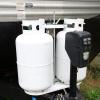 imageRVMATE RV Dual Propane Tank Mounting Rack for 20 lbs Tanks for Travel Trailer Hitch Frame