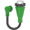 imageRVMATE 30 Amp to 110 Volt RV Adapter Cord 12 Inch 30 Amp to 15 Amp RV Electrical Adapter with LED Indicator 180 Degree Bend Power Adapter ETL Listed15M50F LOCKABLE