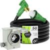 imageRVMATE 50 Amp Generator Cord 15FT and PreDrilled 50Amp Power Inlet Box Kit 125250Volts NEMA 1450P to SS250R Power Cord ETL Listed NEMA SS250P Inlet Box Waterproof50 amp