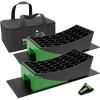 imageRVMATE Camper Levelers 8Piece Kit RV Leveling Blocks Camper Wheel Chocks Including Two Curved Levelers Two Chocks and Two Rubber Grip Mats in Storage Carrying BagBlack