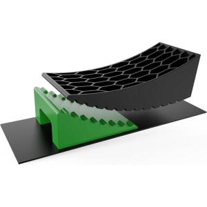imageRVMATE Camper Levelers 1Pack RV Leveling Blocks Camper Wheel Chocks Including One Curved Leveler One Chocks and Owo Rubber Grip Mat Accessories