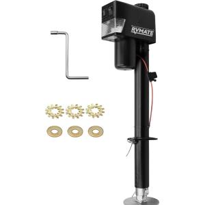 imageRVMATE Electric AFrame Trailer Jack up to 35004000lbs Heavy Duty RV Electric Power Tongue Jack with Accessories Manual Crank Handle and Level 18quot Lift 12V DC and LED Lights Jack Hammers