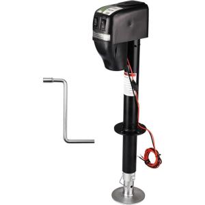 imageRVMATE Electric AFrame Trailer Jack up to 50005500lbs Heavy Duty RV Electric Power Tongue Jack with Accessories Manual Crank Handle 18quot Lift 12V DC and Bright LED Light Black5000LB