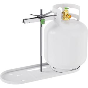imageRVMATE RV Dual Propane Tank Mounting Rack with Locking Device for 20 lb Tanks White Dual RV Propane Tank Cylinder Rack with Lock for Travel Trailer Hitch Frame