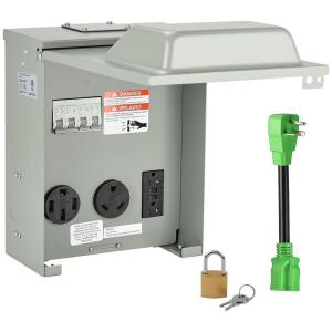 imageRVMATE RV Temporary Power Outlet Panel with Breaker ETL Listed 20 30 50 Amp RV Receptacle RV Electrical Outlet Panel for RV Camper Travel Trailer