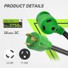 imageRVMATE 4 Prong 12 Inch 30 Amp to 30 Amp RV Generator Adapter Cord ETL Certified STW 104 L1430P Male Plug to TT30R Female Connector with LED Indicator3 PRONG 30A TO 30A