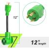 imageRVMATE 4 Prong 12 Inch 30 Amp to 30 Amp RV Generator Adapter Cord ETL Certified STW 104 L1430P Male Plug to TT30R Female Connector with LED Indicator3 PRONG 30A TO 50A