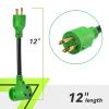 imageRVMATE 4 Prong 12 Inch 30 Amp to 30 Amp RV Generator Adapter Cord ETL Certified STW 104 L1430P Male Plug to TT30R Female Connector with LED Indicator4 PRONG 30A TO 30A