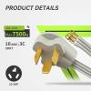 imageRVMATE 4 Prong SRDT Dryer Cord 10 Feet 30 Amp Appliance Power Cord NEMA 1430P to 4Wire 4 Wires with O Ring Terminal Connectors 100 Copper Wire Dryer Extension Cord3 Prong