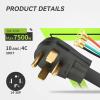 imageRVMATE 4 Prong SRDT Dryer Cord 10 Feet 30 Amp Appliance Power Cord NEMA 1430P to 4Wire 4 Wires with O Ring Terminal Connectors 100 Copper Wire Dryer Extension Cord4 Prong