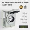 imageRVMATE PreDrilling 30 Amp Generator Power Inlet Box NEMA L530P 125V 3750W Power Inlet Box Waterproof for Outdoor UseNEMA L530P
