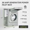 imageRVMATE PreDrilling 30 Amp Generator Power Inlet Box NEMA L530P 125V 3750W Power Inlet Box Waterproof for Outdoor UseNEMA TT30P
