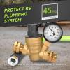 imageRVMATE RV Water Pressure Regulator Brass LeadFree Water Pressure Reducer Kit Adjustable Valve with Inlet Screen Filter for Camper Travel TrailerAdjustable 10