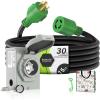 imageRVMATE 4 Prong 30 Amp Generator Cord 15FT and PreDrilled Power Inlet Box Waterproof Combo Kit NEMA L1430P to L1430R Generator Cord with NEMA L1430P Generator Inlet ETL Listed15FT
