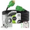imageRVMATE 4 Prong 30 Amp Generator Cord 15FT and PreDrilled Power Inlet Box Waterproof Combo Kit NEMA L1430P to L1430R Generator Cord with NEMA L1430P Generator Inlet ETL Listed50FT