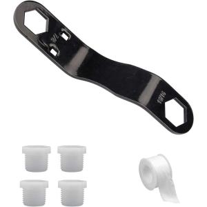 imageRV Water Heater Drain Plug Kit Include Angled Wrench 4 Pieces 12quot NPT Replacement Plugs and 1 Roll PTFE Tape