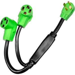 imageRVMATE 3 Prong Dryer Splitter 30 Amp NEMA 1030P to 21030R Y Receptacle 265 Inch Built to Last Waterproof PVC Jacket1430P