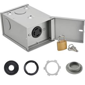 imageRVMATE 30 Amp 4 Prong Locking Female Plug NEMA L1430R Generator Outlet Box Generator Twist Lock Receptacle 125250 Volt Heavy Duty Weatherproof Enclosure for Outdoor Use ETL Listed