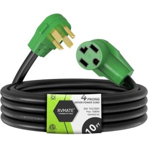imageRVMATE 4 Prong Dryer Extension Cord 25 Feet 30 Amp NEMA 1430P to 1430R 125V250V Waterproof PVC Jacket Perfect for Dryer Power Extension ETL ListedNEMA 1430PR