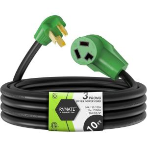 imageRVMATE 4 Prong Dryer Extension Cord 25 Feet 30 Amp NEMA 1430P to 1430R 125V250V Waterproof PVC Jacket Perfect for Dryer Power Extension ETL ListedNEMA 1030PR