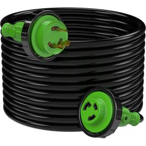 imageRVMATE Marine Shore Power Cord 50FT 30A 125V Marine Shore Boat Extension Cord Stow10AWG3C50FT