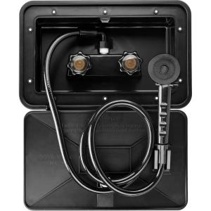 imageRVMATE RV Exterior Shower Box Kit RV Outdoor Shower Box Kit Faucet Replacement with Shower Head ampamp Hose Black