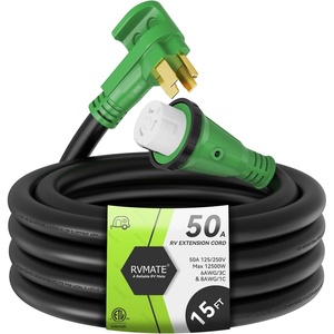 image:imageRVMATE 50 Amp 100 Feet RVGenerator Lockable Power Extension Cord Easy Plug in Handle 1450P to SS 250R with LED Indicator ETL Listed15FT